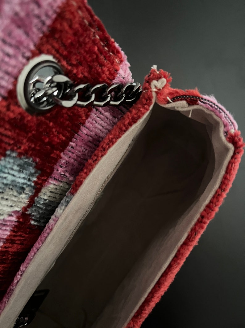 Pink Red Ikat Coco Bag,Ikat Bag,Coco Bag,Crossbody Bag,Shoulder Bag,Ikat Crossbody Bag,Colorful Bag,Ikat Velvet Bag