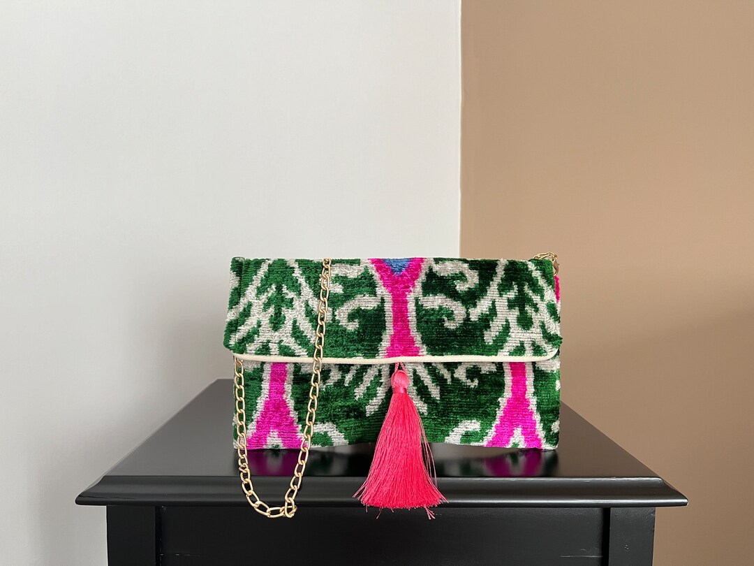 Victoria Ikat Multicolour Bag - Pink / Yellow / Beige