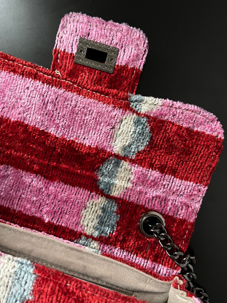 Pink Red Ikat Coco Bag,Ikat Bag,Coco Bag,Crossbody Bag,Shoulder Bag,Ikat Crossbody Bag,Colorful Bag,Ikat Velvet Bag