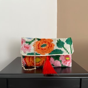 Ikat Rosen Clutch Tasche | Handtasche | Abendtasche | Ikat Tasche | Seide Clutch Tasche | Mini Tasche | Ikat Handtasche | Frauen Tasche | Frauen Clutch Tasche