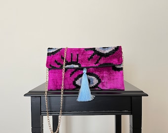Ikat Purple Eye Clutch Bag | Clutch Bag | Evening Bag | Ikat Bag | Silk Clutch Bag | Mini Bag | Ikat Handbag | Women Bag | Women Clutch Bag