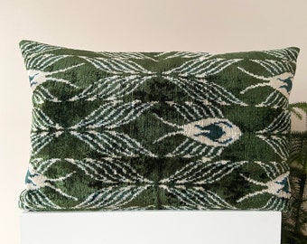 Christmas Day Gift | Ikat Pillow | Ikat Velvet Pillow | Geometric Ikat Pillow | Ikat Pillow Cases | Ikat Pillow Covers | Green Ikat Pillow