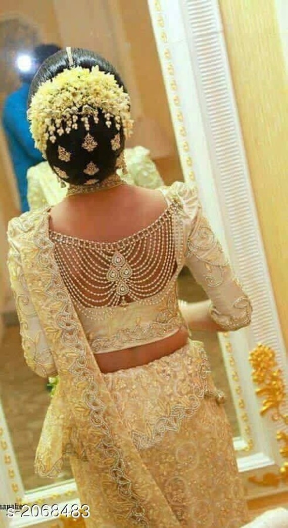 Designer White Pearl Made Gold Plated Saree Blouse Back - Etsy Canada Designer White Pearl Made Gold Plated Saree Blouse Back - Etsy Canada