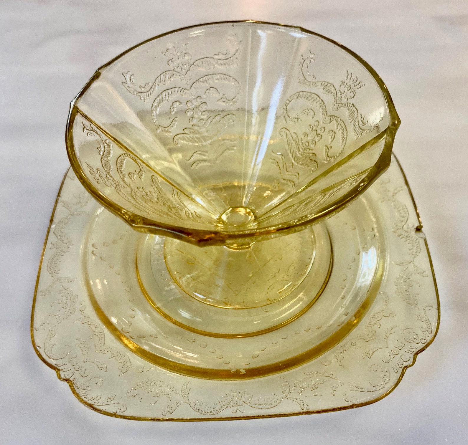 Vintage Federal Glass Co. Amber Madrid Depression Glass Etsy