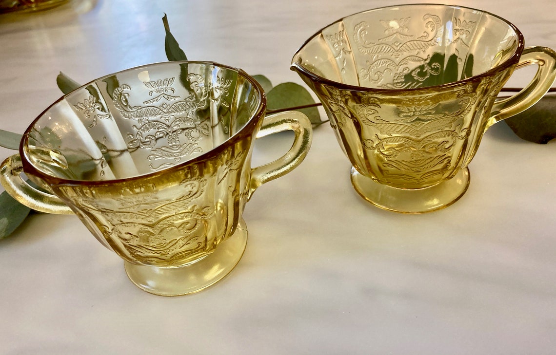 Vintage Federal Glass Co. Amber Madrid Depression Glass Etsy