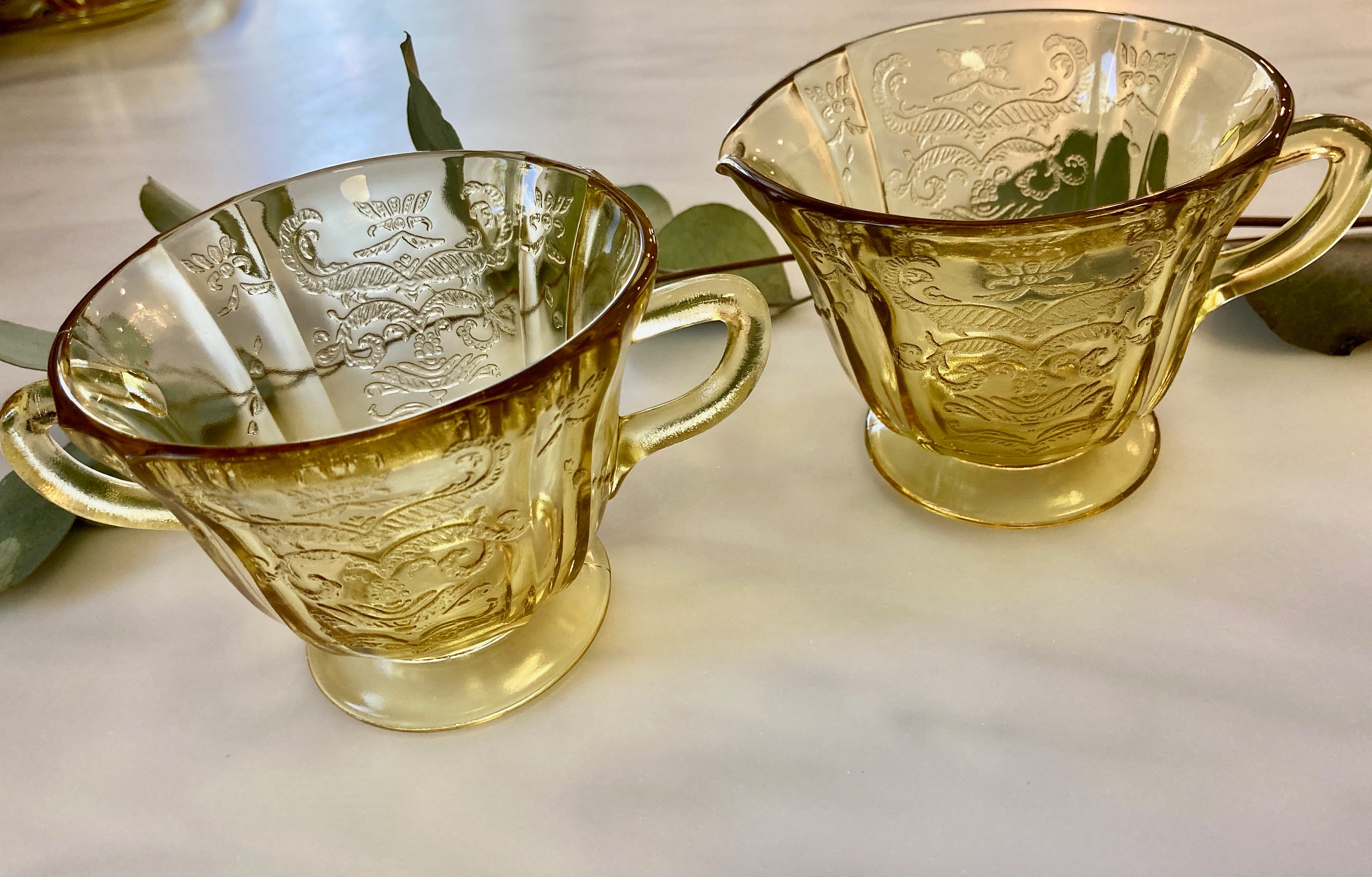 Vintage Federal Glass Co. Amber Madrid Depression Glass Etsy