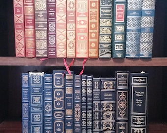 CHOICE Gold Gilt Library Books Leather Franklin Colorful Retro Vintage Decorative Novel Collector Office Shelf Reading Luxe Color By Foot