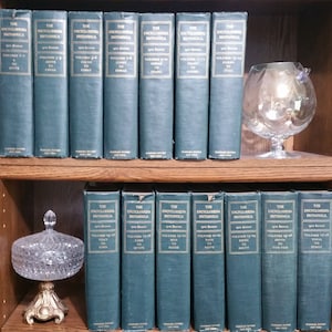 Complete 1926 Encyclopedia Britannica Set 13th Edition Vintage Decorative Book 14 Volumes Gold Gilt Antique Office Case Shelf Decor Library