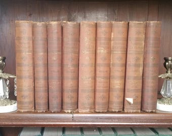 Complete 1893 Chamber's Encyclopedia Dictionary of Universal Knowledge for the People Set Book Volume Gilt Antique Office Case Decor Library