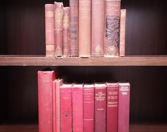 Choice Red Antique Decorative Book Gold Old Library Vintage Office Novel Story Read Distressed Lot Stack Home Dark Color by Foot Series Set