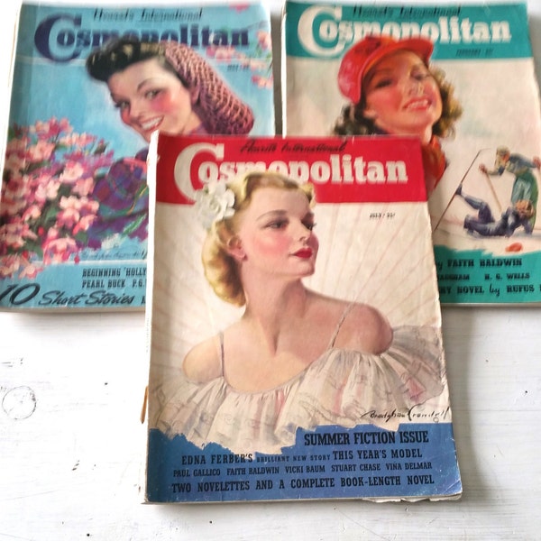 Lot 3 1939 Magazines Cosmopolitan Hearst Gossip Photos Stories Advice Recipe Decorating Advertisement Photos Home Family Retro Style Vintage