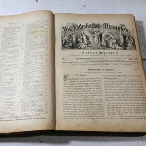 1877 Katholischer Missionar Deutsch Antikes Gebundenes Buch Magazin Illustrierte Heilige Buch Religiöser Gott Jesus Versteinertes Alter Gut Abgenutzt Gebraucht