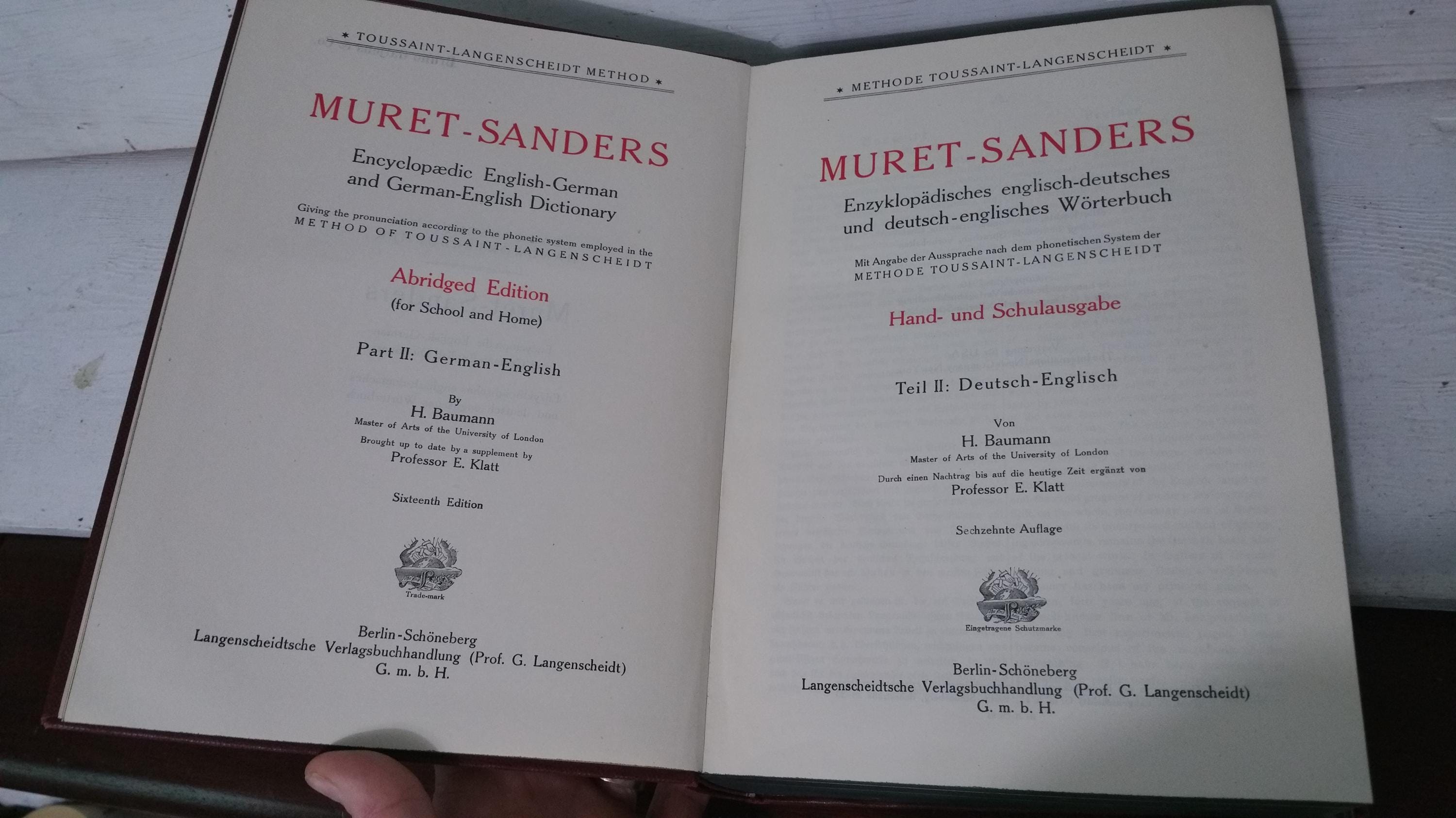 古書19世紀 ２冊　『ミュレット・サンダース百科事典的英独・独英辞典』 1910年 ミュレ・サンダース英独辞典セット、アンティーク金箔本（全2巻