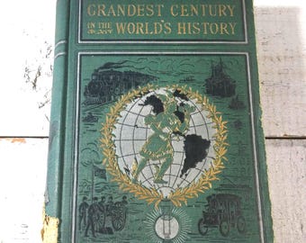 1900: O Século Mais Grandioso da História Mundial - Livro + Amostra de Vendedor - Ilustrações de Placas Antigas - Coleção de Biblioteca de Escritório - Revista de Gravura