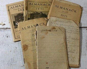 Lote 6 Almanaque Antigo Manuscrito Vintage Antigo Almanaque Presidentes Barcos Anúncios Imigração Calendário de Trabalho Realeza Dinamarquesa