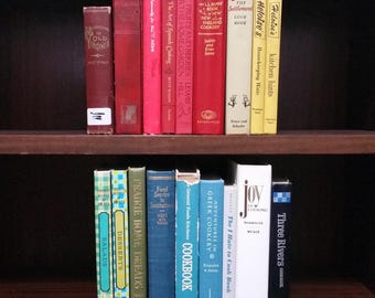 Choice Vintage Cookbooks Decorative Cook Book Set Old Library Antique Kitchen Baking Read Stack Home Color by Foot Blue Red Green Gray