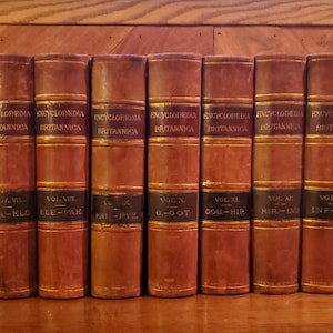 Complete 1878 Encyclopedia Britannica Leather Set 9th Edition Vintage Decorative Book 24 Volume Gold Gilt Antique Office Shelf Decor Library