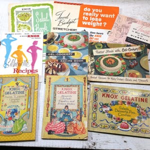 CHOICE Knox Gelatine Cook booklets Vintage Recipes Desserts Salads Gel Cookery Family Meals Pies Cakes Bars Antique Kitchen Baking Favorite