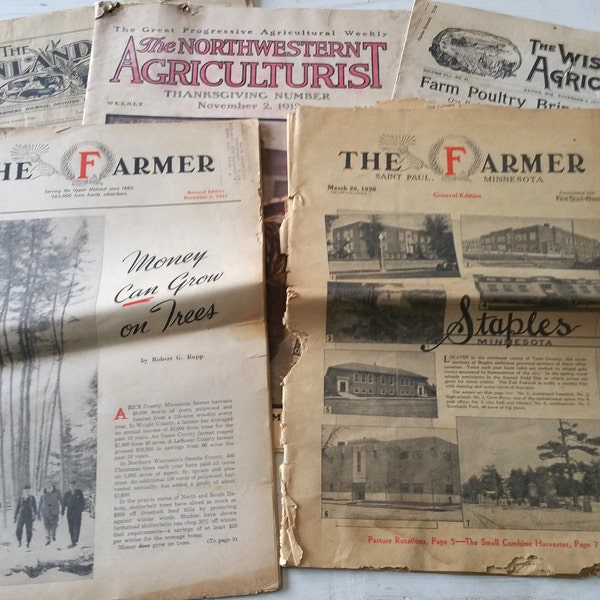 Lot 5 Magazines Agriculture The Farmer WI NW Old Stories Advice Recipe Cook Decorating Advertisements Photos Home Family Retro Style Vintage