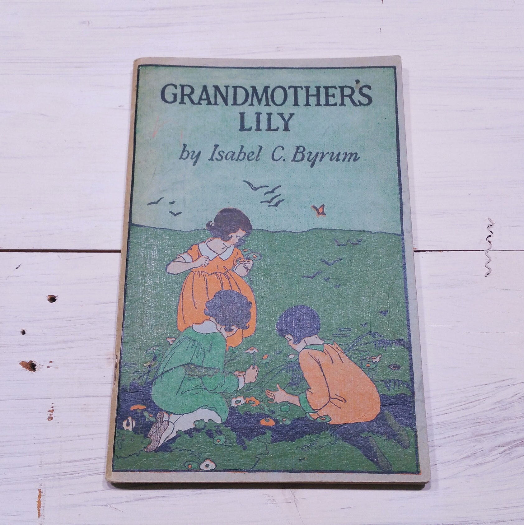 Grandmother's Lily & Other Children's Hour Stories Antique 1926 Fables Vintage Library Fairy Tales Illustrated Graphics Decor Kid Bed Time