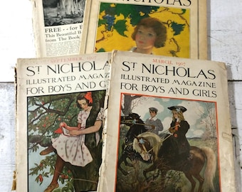 CHOICE St. Nicholas Magazine Antique 1900s Children Picture Illustrated Educational Story Reading Bedtime Whimsical Victorian Old Aged Paper