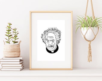 Father Jack Hackett Father Ted Irish TV comedy art print. Art for the home. Home decor. Gallery wall. Poster design. Made to order. Stunning