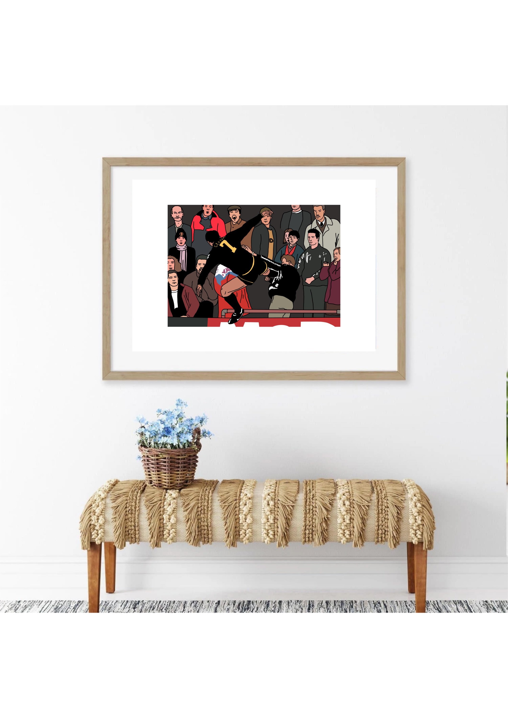Eric Cantona Kung-fu Kick Football Art Print. Art for the