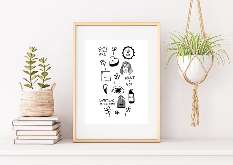 Nirvana Kurt Cobain Grunge Music Art Print. Art for the Home. Home ...