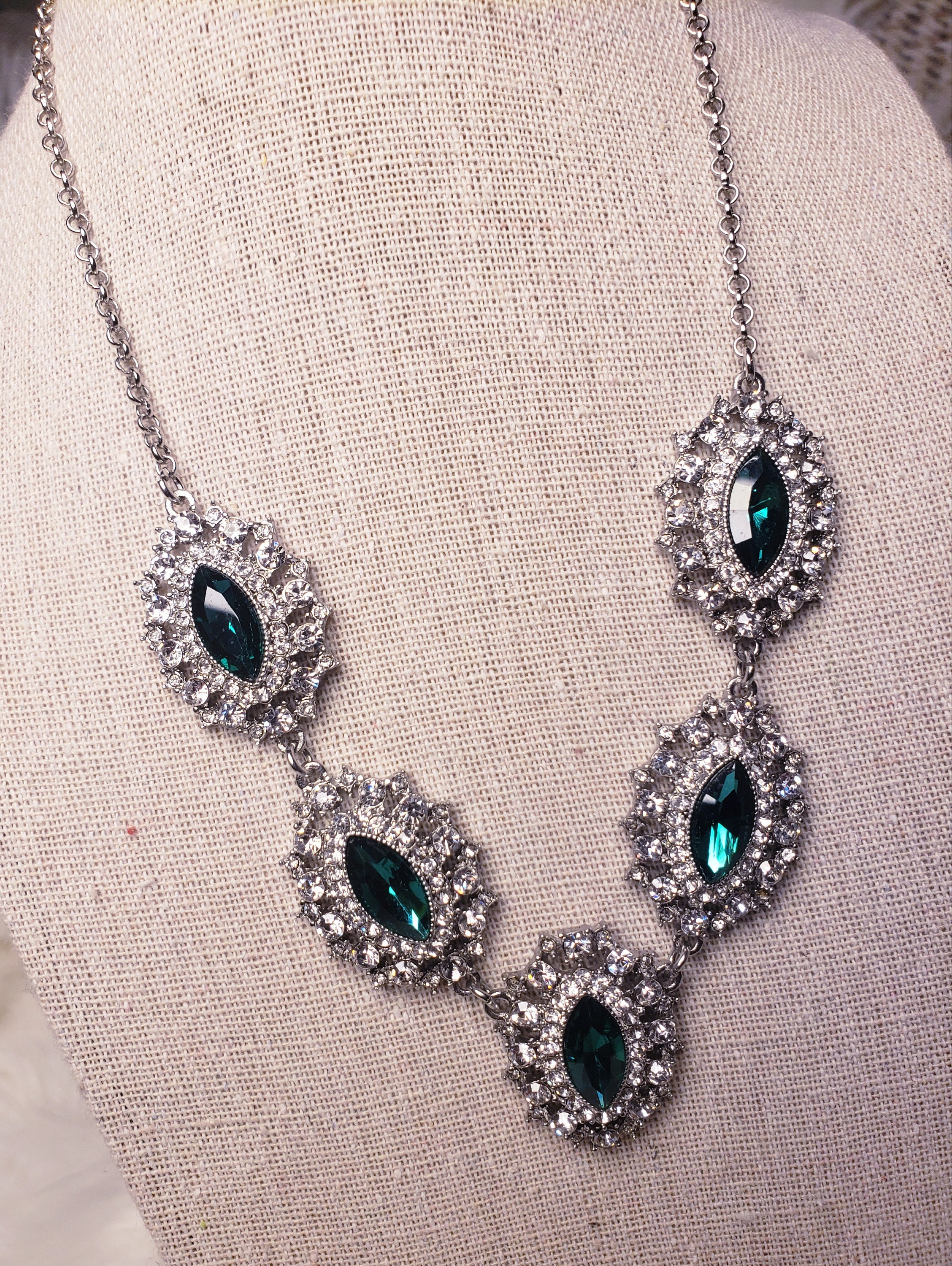 Rhinestone Crystal chain necklace luxury wedding big glass Etsy