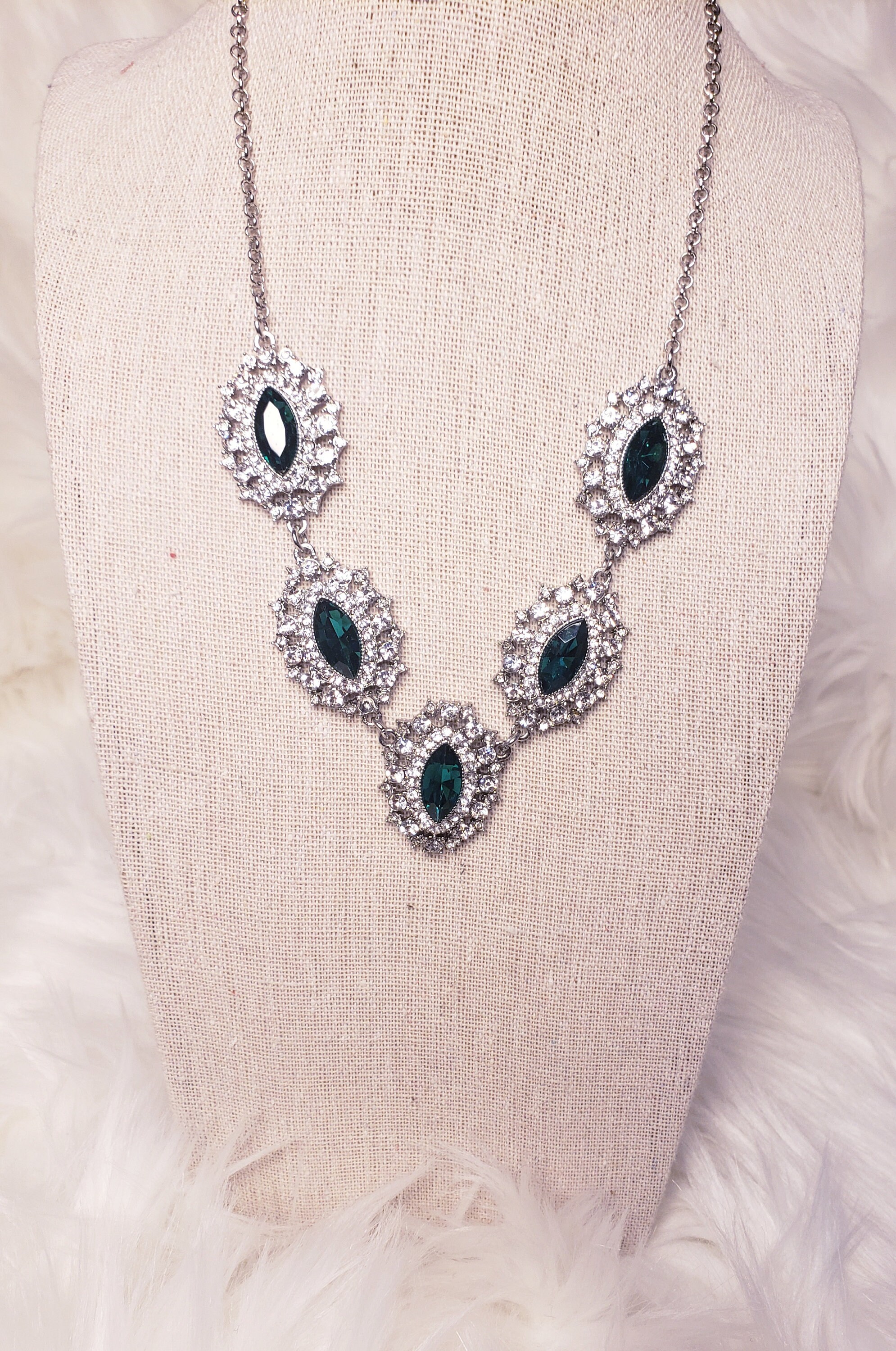 Rhinestone Crystal chain necklace luxury wedding big glass Etsy