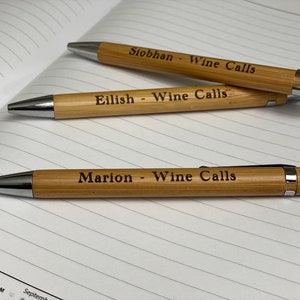 Personalised Bamboo Pen.Laser Engraved   Company Name , Your own Message