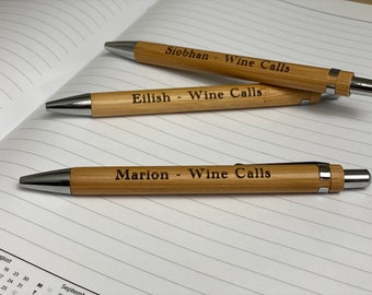 Personalised Bamboo Pen.Laser Engraved   Company Name , Your own Message