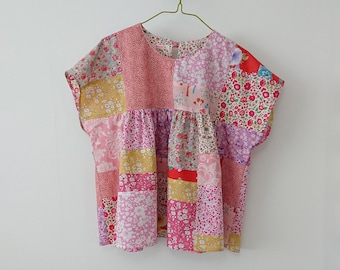 Cotton patchwork top, Liberty fabric (B), Size UK 10 - 14