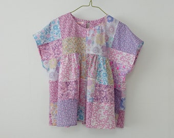 Top patchwork in cotone, tessuto Liberty (F), taglia UK 10 - 14