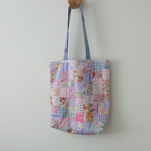 Cotton patchwork bag (B), Large size with long handle, Liberty fabric