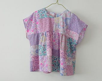 Cotton patchwork top, Liberty fabric (E), Size UK 10 - 14