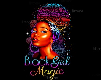 Black Girl Magic PNG: Afro Queen Sublimation Design (Digital Download)