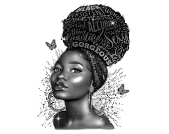Afro Black Girl Png Bundle, Butterfly Black Woman Art for Shirts Sublimation, Black Girl Magic Digital Download