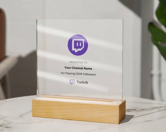 Customized Twitch Acrylic Square Plaque Personalised Twitch Plaque Award, Milestone Award Gift, Free Shipping