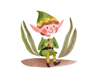 Elf Clipart Watercolor Edition