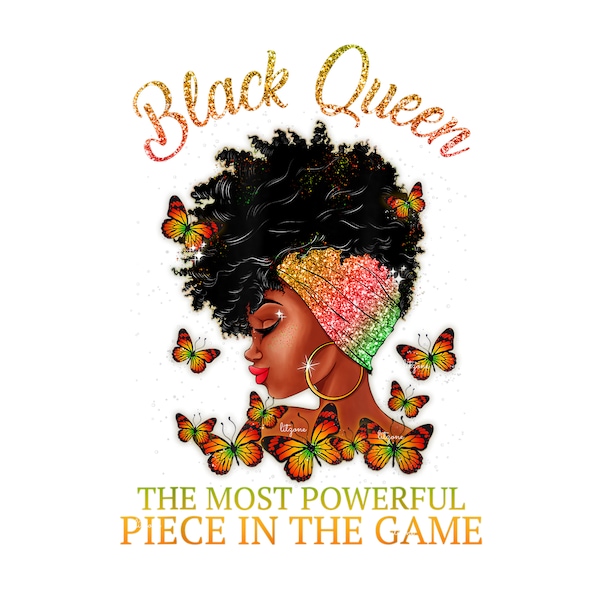 Gold Black Queen PNG | SVG For Sublimation | The Most Powerful Piece In The Game | Black Pride instant download PNG