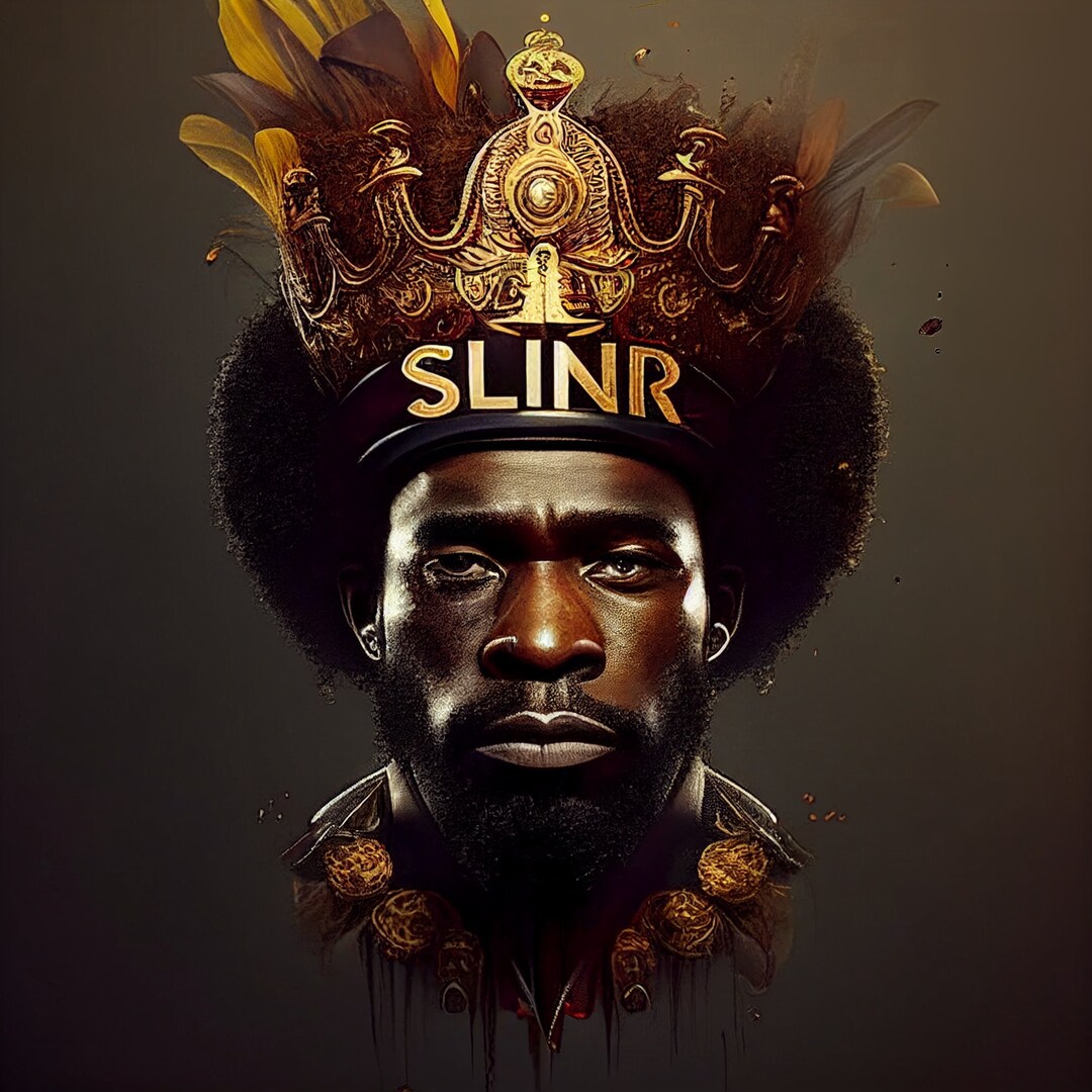 Beautiful Black King With Crown Clipart PNG, Melanin Black Man, Afro