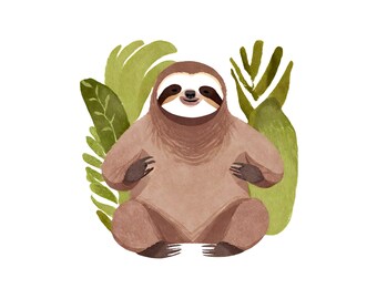 Sloth Clipart Watercolor Edition