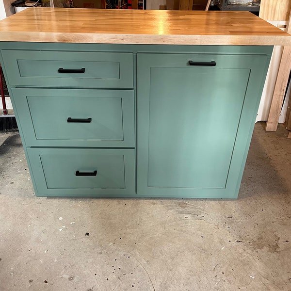 Kitchen Island Sideboard Trash Bin Cabinet