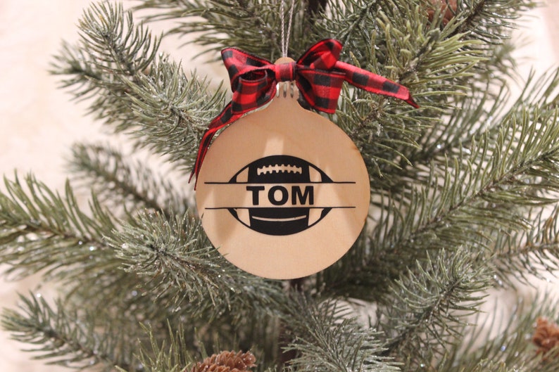 Christmas Decoration Christmas Ornament Football Personalized Wooden Christmas Ornament Wood Ornament