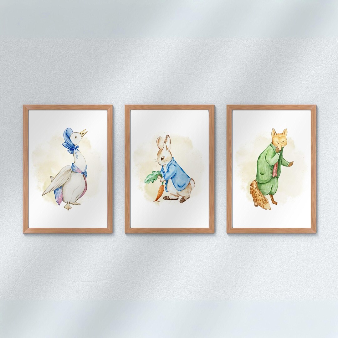 Peter Rabbit Watercolor Nursery Digital Prints - Set of 3 | Cute ...