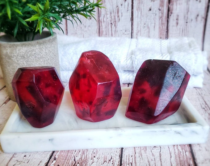 Ruby Soap, Gemstone Soap, Witchy Gifts For Best Friend, Crystal Soap, Glycerin Soap, Soap Gem, July Birthday Gift For Her, Pagan Gifts For