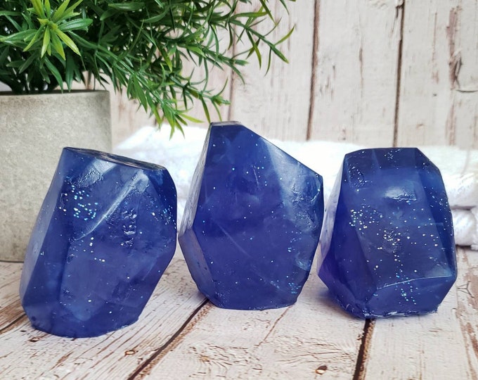 Sapphire Soap, Gemstone Soap, Crystal Soap, Handmade Glycerin Soap, Soap Gem, September Birthday Gift For Wife, Stocking Stuffer For Sister