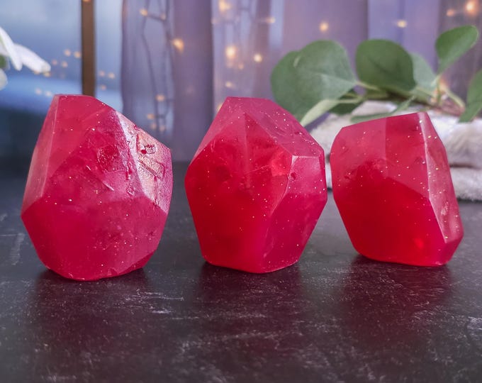 Ruby Soap, Gemstone Soap, Witchy Gifts For Best Friend, Crystal Soap, Stocking Stuffer, Soap Gem, July Birthday Gift For Her, Pagan Gifts