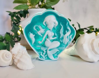 Mermaid Soap, Handmade Soap, Glycerin Soap, Ocean Soap, Under the Sea Soap Bar, Nautical Soap, Soap Cameo, Triple Butter Soap, Beach Soap